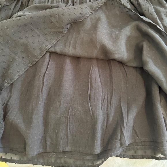 Zara long sleeve semi sheer smocked blouse black medium - Picture 6 of 8